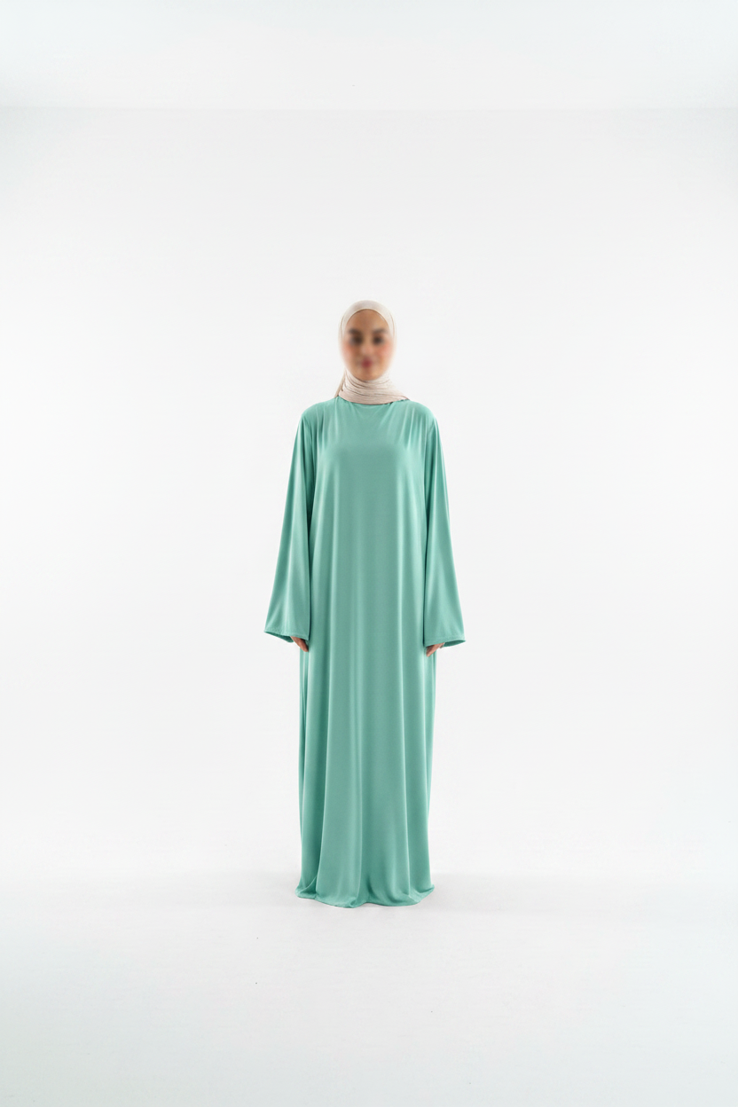 Abaya menta frontal fondo blanco