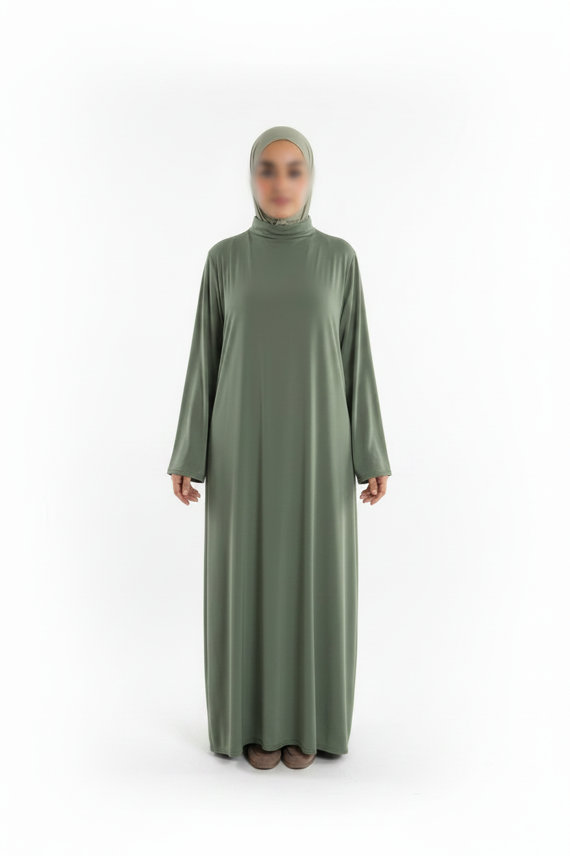 Abaya verde manos rectas