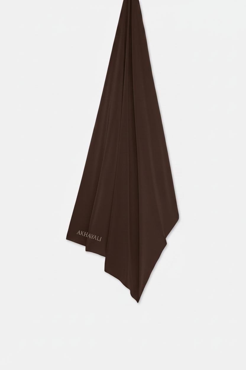 Hijab marrón chocolate colgado con bordado AKHAYALI